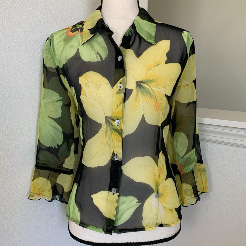 C.B. Collections sheer button up blouse
